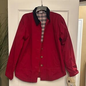 Women’s Red Chore Jacket with Navy Corduroy Collar